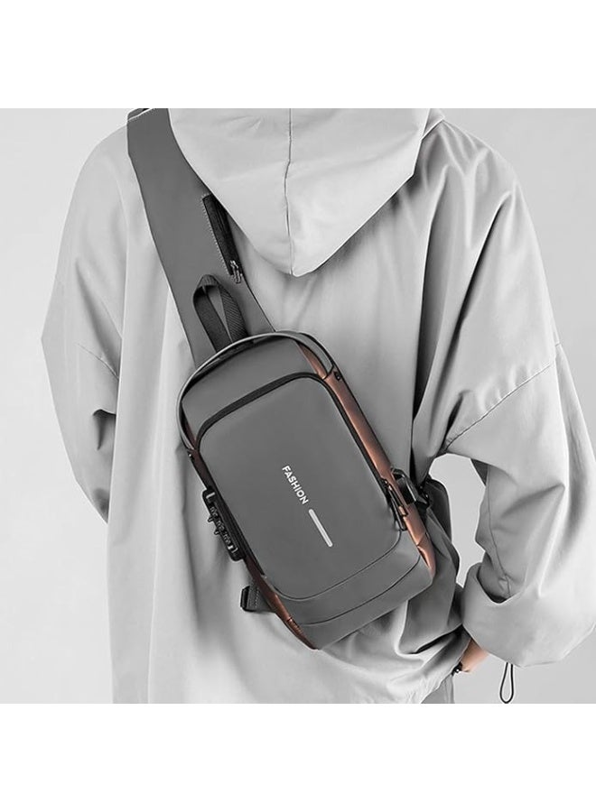 شنطة كتف كروس رفيعة من البوليستر المقاوم للماء للجنسين ، شنطة كتف للرجال أو تستخدم كشنطة ظهر صغيرة أو شنطة يد للسفر والترفيه، شنطة صدر بغطاء صلب مضاد للسرقة - Image 4